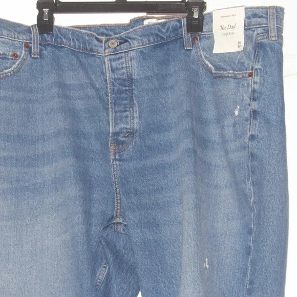 NWT ABERCROMBIE AND FITCH High Rise Dad Distressed Jeans Plus Size 36/22s Short - Picture 3 of 9